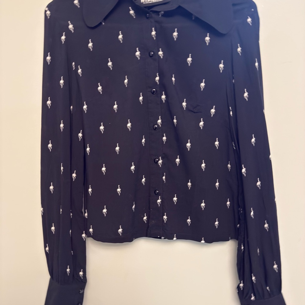 Killstar Wednesday Collection Black Button Down T… - image 1